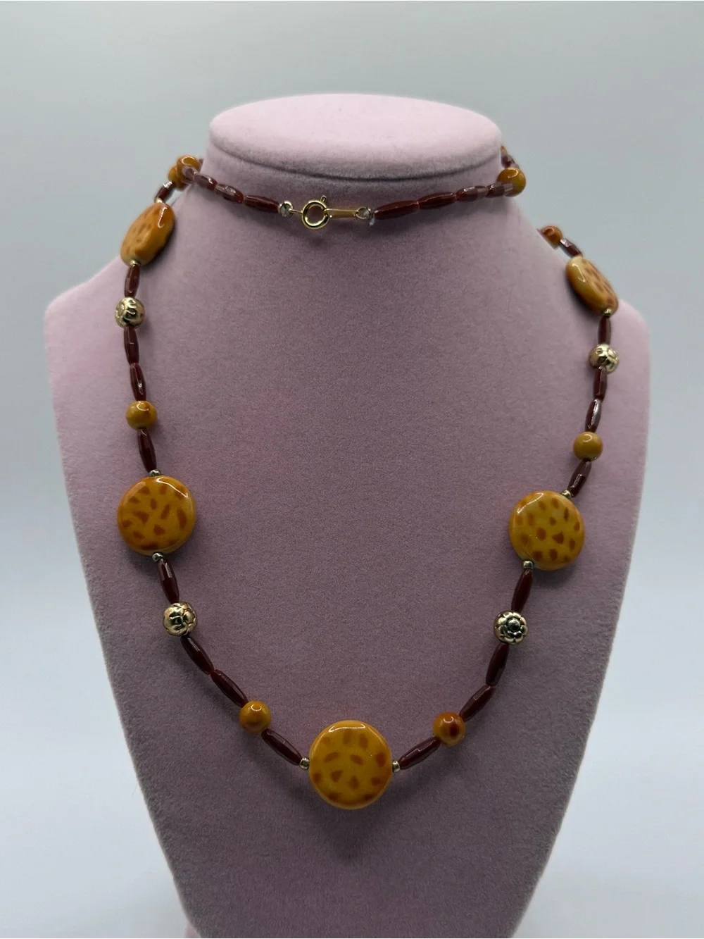 Yellow Brown Beaded Necklace - Women Jewelry